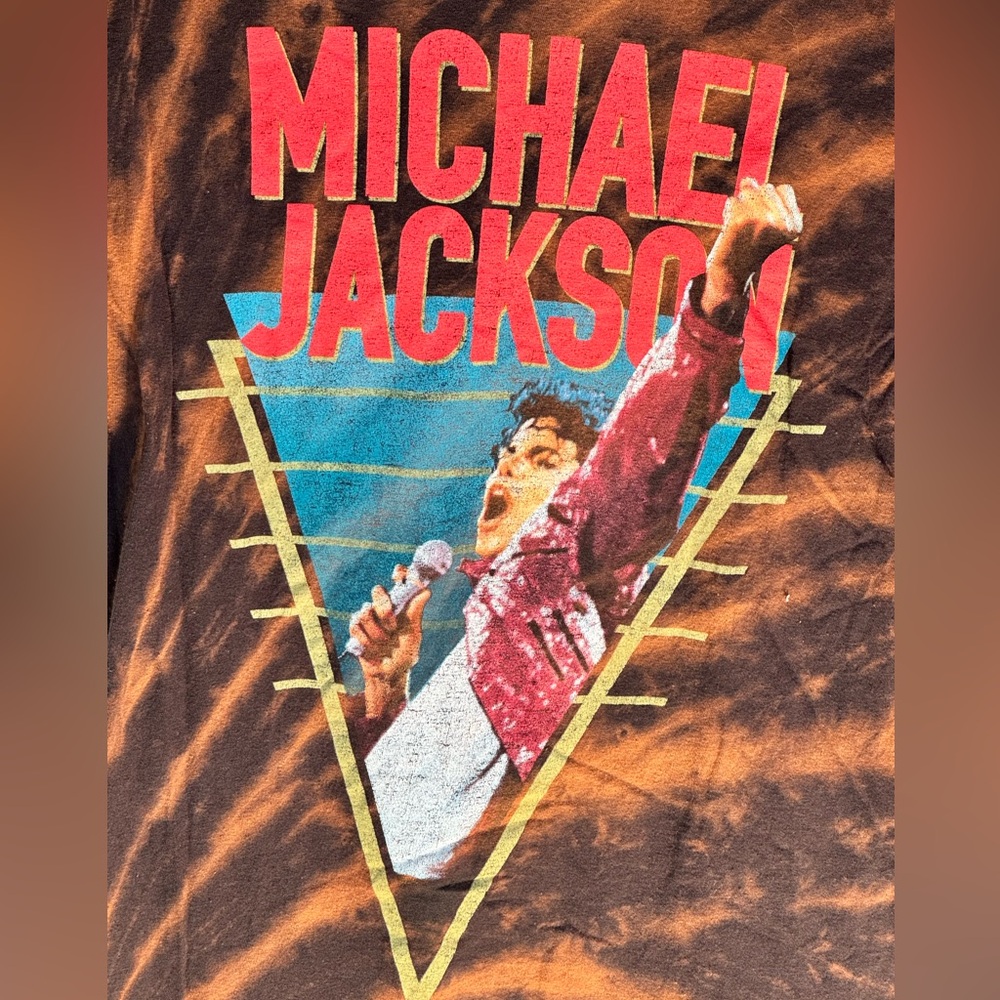 Women’s Medium Custom Bleach Dye Michael Jackson Tee - Picture 2 of 4